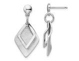 Sterling Silver Geometric Brushed Dangle Post Earrings